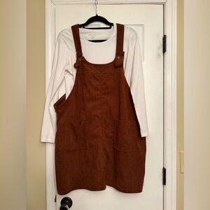 Brown Corduroy Overall Dress medium large $89 Anthropologie